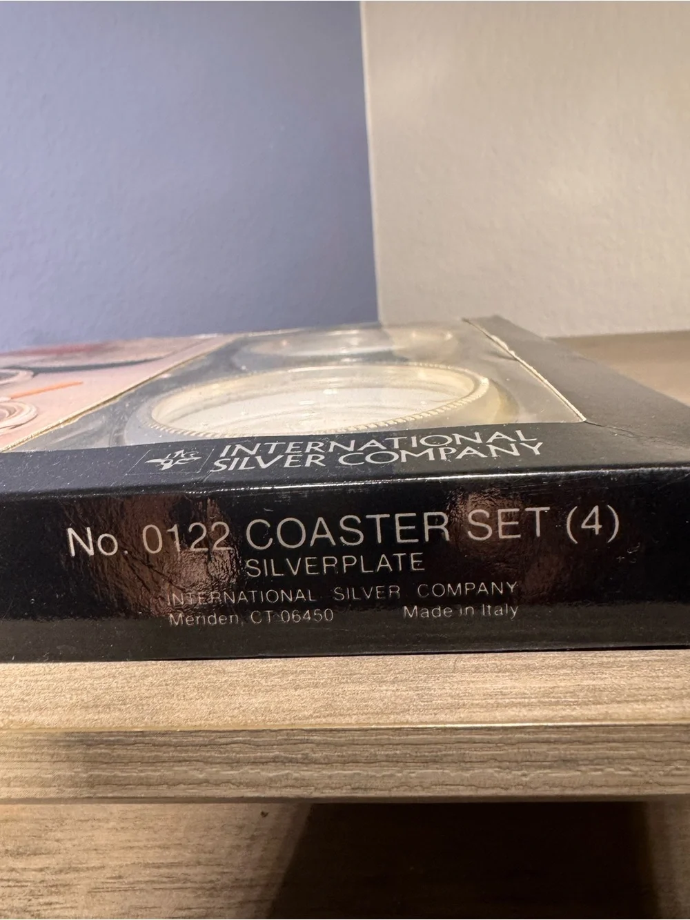 Vintage NOS International Silver Italy Silverplate Coaster Set 4 Boxed